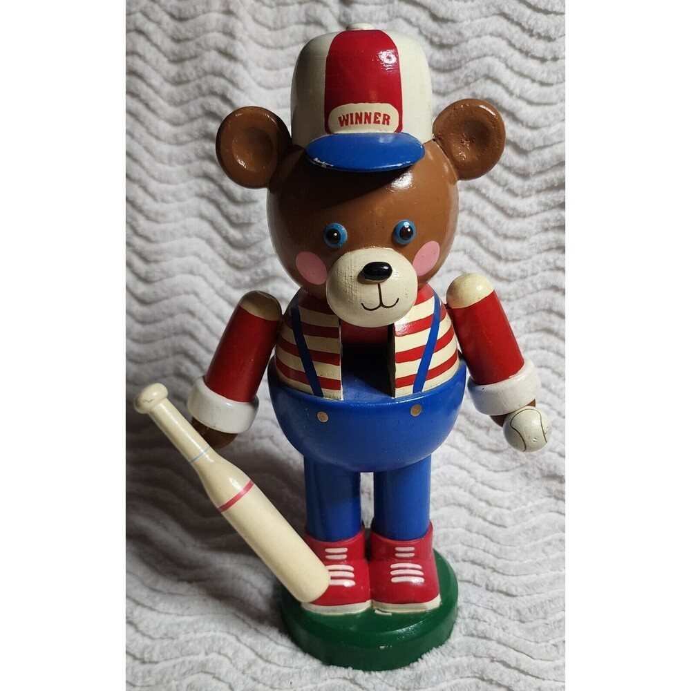 🎄⚾️ Vintage 1993 Rare CHRISTMAS Wooden Baseball Bear NUTCRACKER MatrixInd. 10"